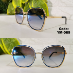 نظارة شمس حريمي موديل 2026 شانل اسود مدرج عاكس ازرق