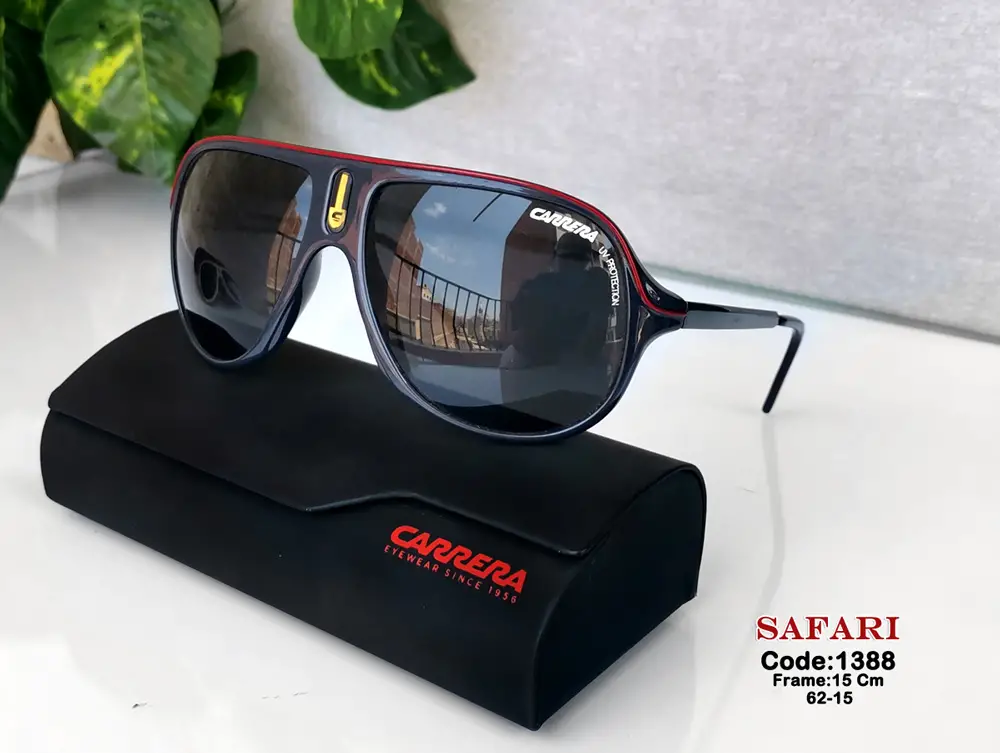 ⁦نظارة شمسية كاريرا 2026 carrera Safari شمبر كحلي في احمر⁩ - الصورة ⁦1⁩