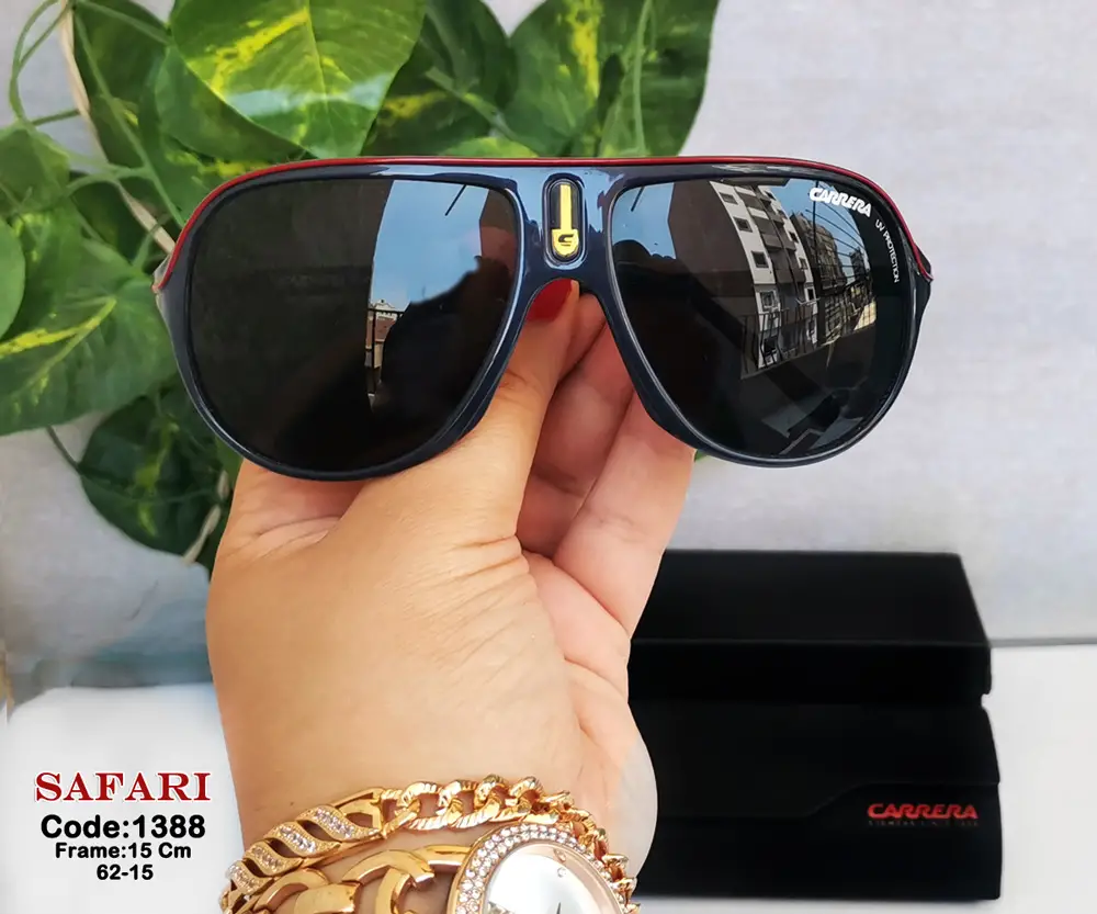 ⁦نظارة شمسية كاريرا 2026 carrera Safari شمبر كحلي في احمر⁩ - الصورة ⁦2⁩